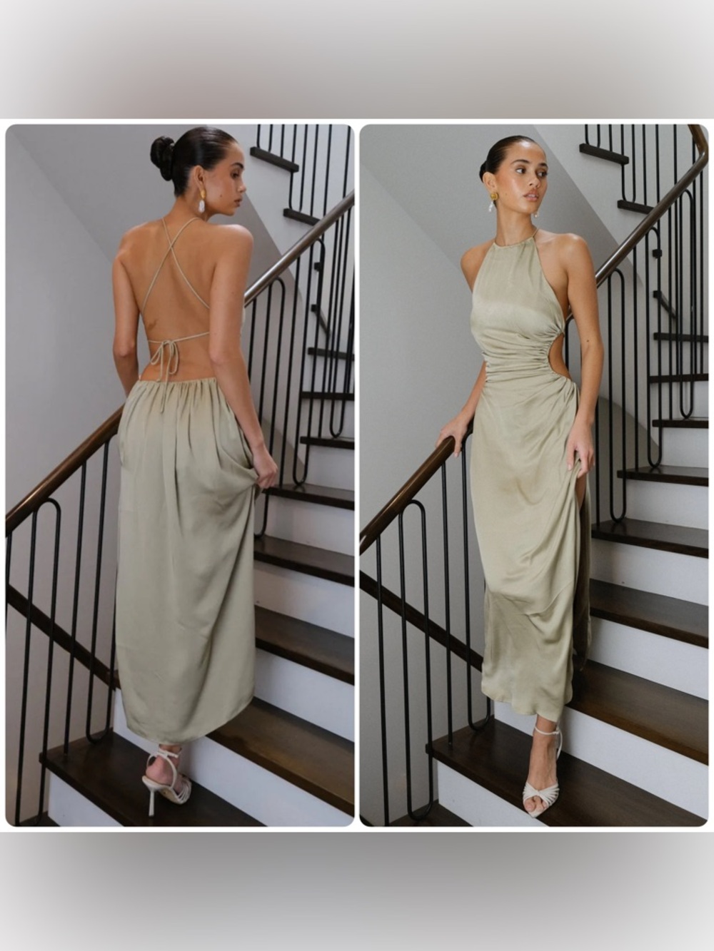 New! Rosalina Cutout Maxi Dress in Sage Green 💚 Medium NWT!